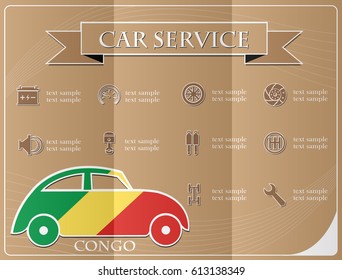 Car service,made from the flag of Congo, vector illustration