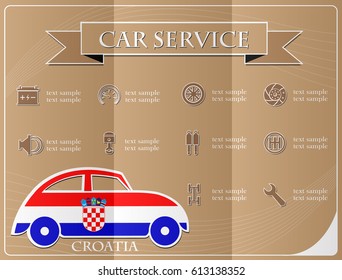 Car service,made from the flag of croatia, vector illustration