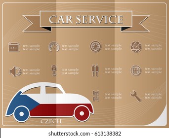 Car service,made from the flag of Czech, vector illustration