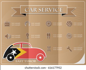 Car service,made from the flag of East Timor, vector illustration