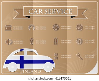 Car service,made from the flag of Finland, vector illustration