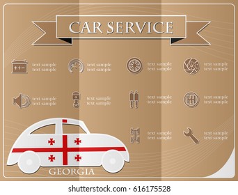 Car service,made from the flag of Georgia, vector illustration