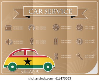 
Car service,made from the flag of Ghana, vector illustration