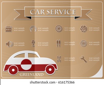 Car service,made from the flag of Greenland, vector illustration