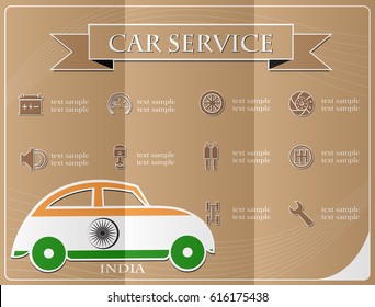 Car service,made from the flag of India, vector illustration