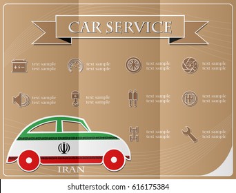 Car service,made from the flag of Iran, vector illustration