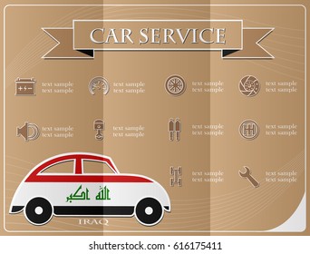 Car service,made from the flag of Iraq, vector illustration