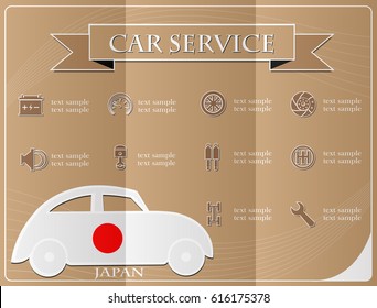 Car service,made from the flag of Japan, vector illustration