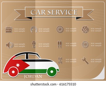 Car service,made from the flag of Jordan, vector illustration