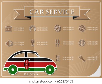 Car service,made from the flag of Kenya, vector illustration