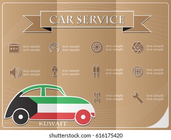 Car service,made from the flag of Kuwait, vector illustration