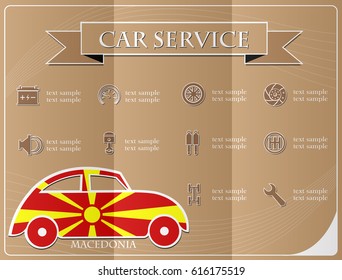 Car service,made from the flag of Macedonia, vector illustration