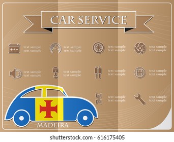 Car service,made from the flag of Madeira, vector illustration