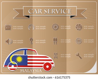 Car service,made from the flag of Malaysia, vector illustration