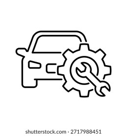 Car services icon set. Car maintenance icons. Car repair logo. Fix service tools, wrench, screwdriver, repair instruments, wheel cogwheel, gears logo line black icon collections. Vector illustration.