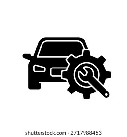 Conjunto de iconos de servicios de coche. Iconos del mantenimiento del coche. Logotipo de reparación de automóviles. Fijar herramientas de servicio, llave, destornillador, instrumentos de reparación, rueda dentada, engranajes logo línea negro icono colecciones. Ilustración vectorial.