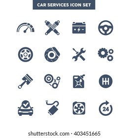 Car Services Icon Set, Vehicle Maintenance Graphic Vector Symbols.