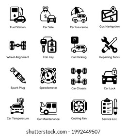 Car Services Solid Icons Pack