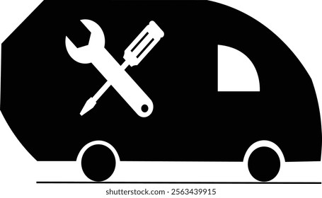 Car Servicing Automobile Solution design black and white vector