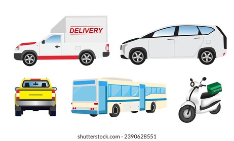 Car set collection on white background used for decoration, advertising design, website or print, banner and poster and brochure.