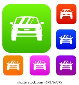 Car set icon in different colors isolated vector illustration. Premium collection