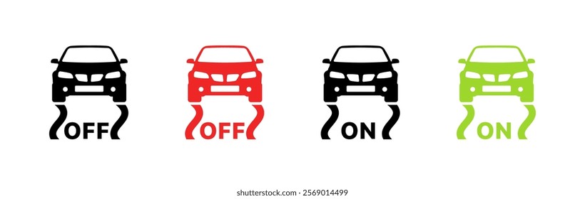Car set icons. Flat and silhouette style. Vector icons.