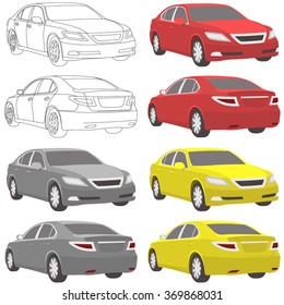 car set illustration two view