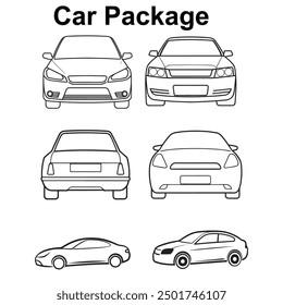 Car set line art vector 