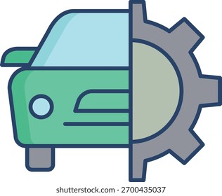 car settings linear color icon design
