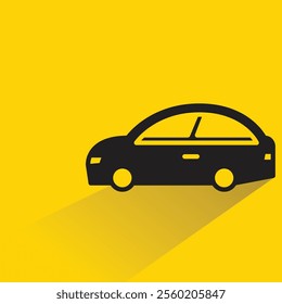 car with shadow on yellow background