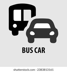 Car shape design, garaged car, bus, truck in black and gray, suitable for website components, logos and others.