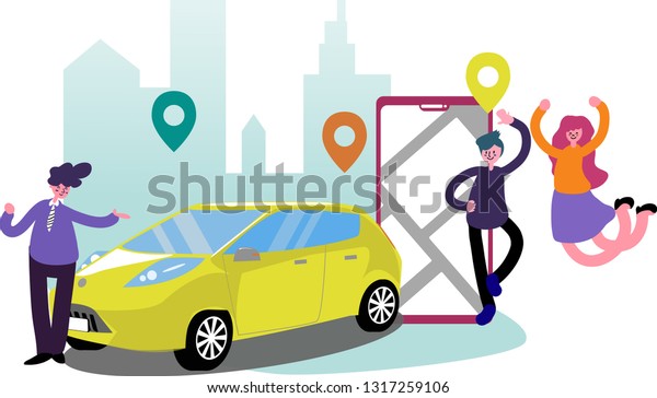 car share app\
for people.Vector,car\
sharing.