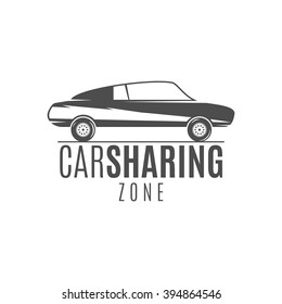 Car share logo design. Car Sharing vector concept. Collective usage of auto via web application. Carsharing icon, rental element and icon symbol. Use for webdesign or print. Monochrome design