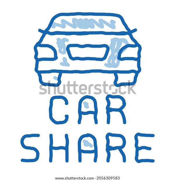 car share sketch icon\
vector. Hand drawn blue doodle line art car share sign. isolated\
symbol illustration