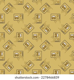 Aplicación para compartir coche en la pantalla de Tablet PC con el concepto de vector de mano patrón ininterrumpido amarillo