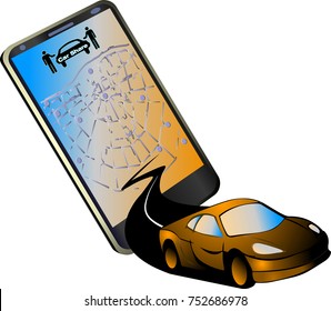 Car sharing app smartphone vector illustration isolated