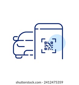Car sharing app. Using qr code to find and unlock a car. Pixel perfect, editable stroke