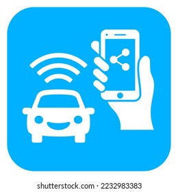 Car sharing app web icon isolated on white background, download car sharing application to your mobile phone.