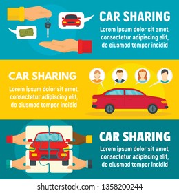 Car sharing banner set. Flat illustration of car sharing vector banner set for web design