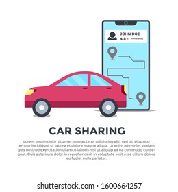 Car Sharing Booking Online Phone Template Vector