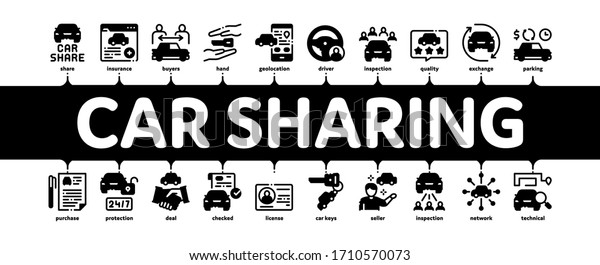 Car Sharing Business Minimal\
Infographic Web Banner Vector. Car Share Deal And Agreement, Web\
Site And Phone Application, Key And Driver License\
Illustrations