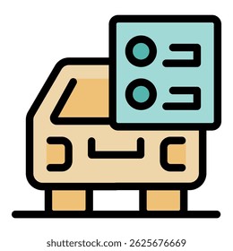 Lista de verificação de compartilhamento de carros representando aluguer de automóveis, serviço de transporte e reserva on-line, ideal para sites e aplicativos móveis
