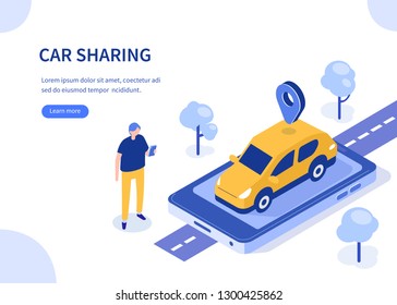 Car sharing concept. Can use for web banner, infographics, hero images. Flat isometric vector illustration isolated on white background.