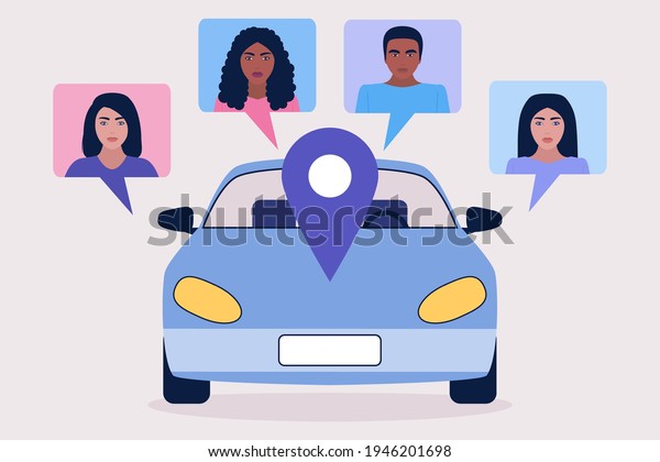 Car\
sharing concept. Colorful flat vector\
illustration.