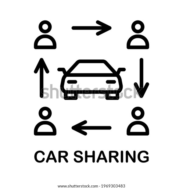 Car sharing flat line icons set.\
Collaborative consumption, car rental service. Simple flat vector\
illustration for store, web site or mobile\
app.