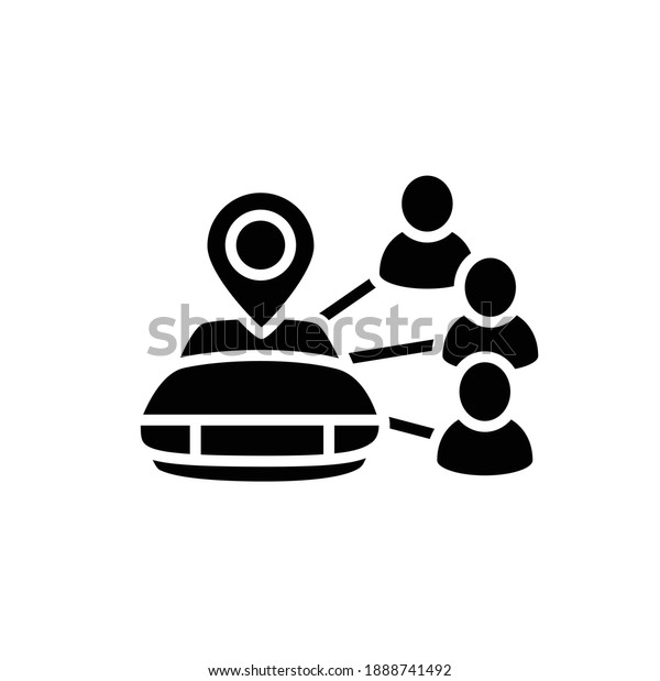 Car sharing glyph icon. New normal concept.
Car to share. Rent. Mutual aid in lockdown. Charity, volunteering
taxi. New life after covid19 pandemic outbreak. Isolated silhouette
vector illustration