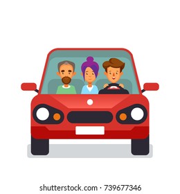 Car Sharing Icon With Flat Characters Vector Illustration