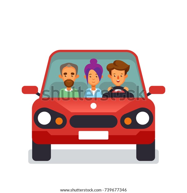 Car\
sharing icon with flat characters Vector\
illustration