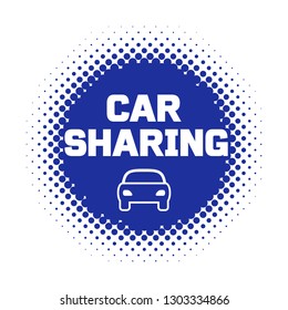 Icono de uso compartido de coches en forma redonda de media tonalidad. Ilustración del vector