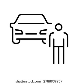 Car sharing icon. Transport and car sharing line symbol. Black and white.
